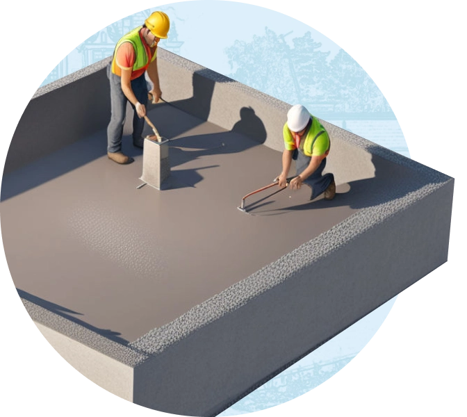 Устройство бетонной стяжки для укрепления основы